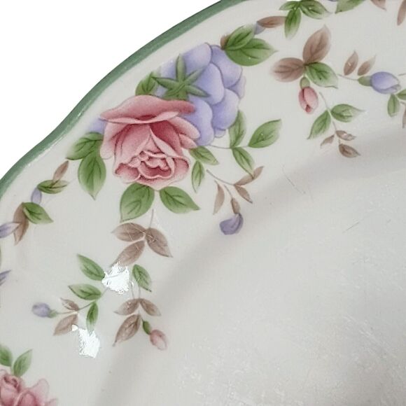 Epoch MORNING ROSE Dinner Plate Floral Roses Green trim Replacement Grannycore - Picture 4 of 16